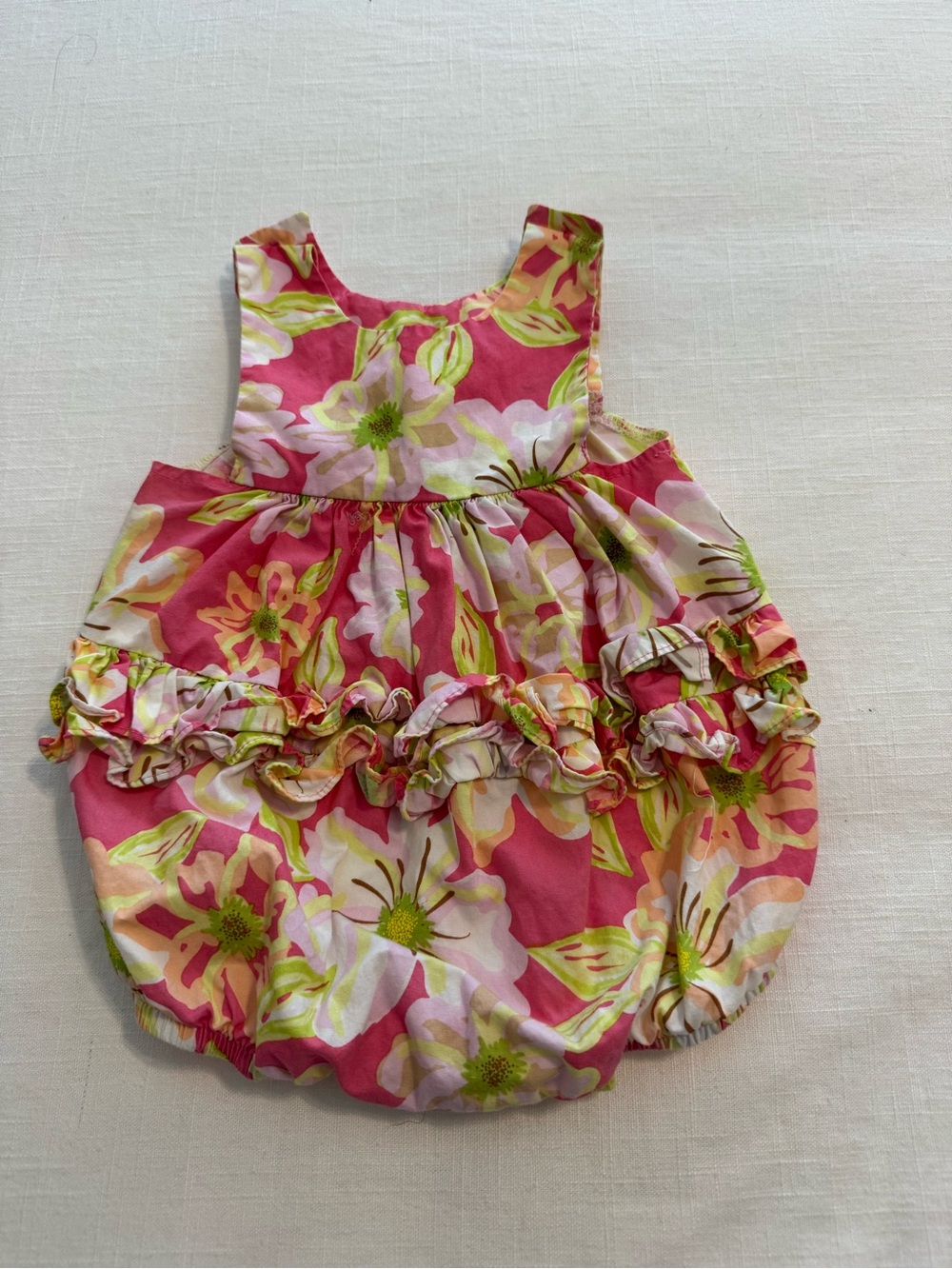 Floral Pink Ruffle Baby One-Piece